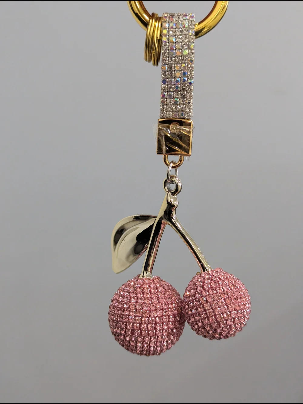 Pink Crystal Pave Cherry Bag Charm NWOT